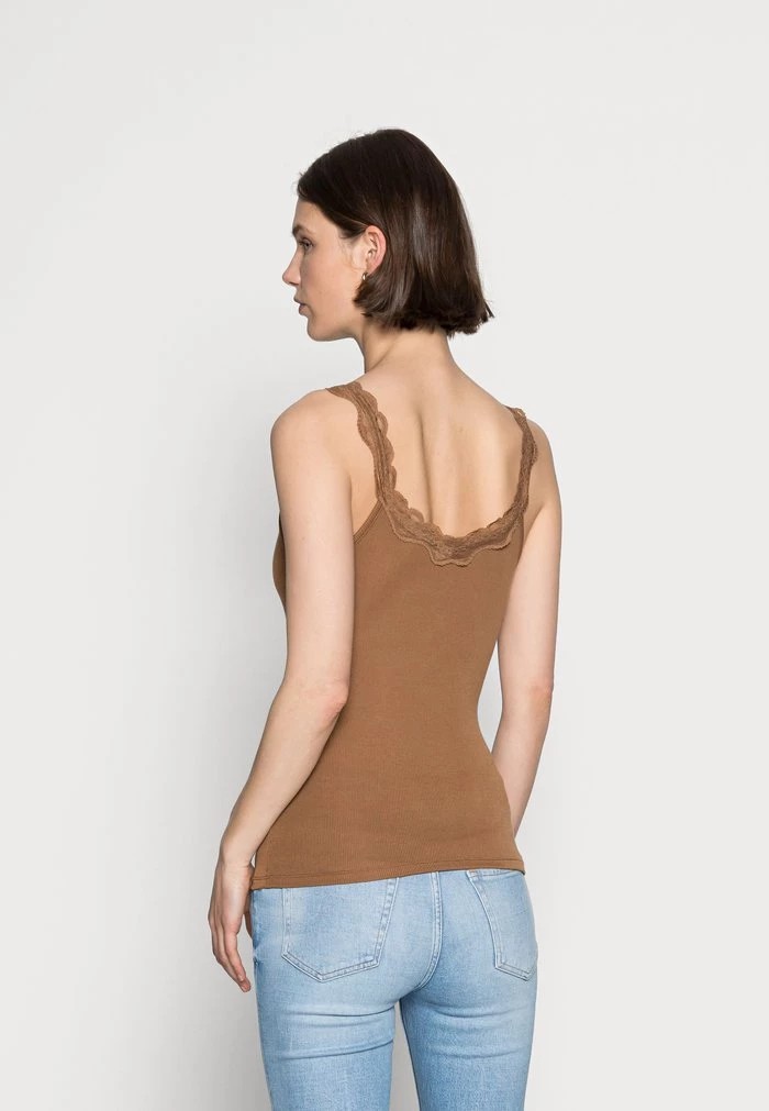 T-Shirt ANNA FIELD Anna Field Scallop Lace Marron Femme | YHN-3884083